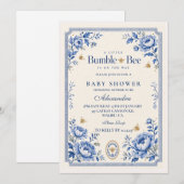 Grandmillennial Bumble Bee Baby Shower Kaart (Voorkant / Achterkant)