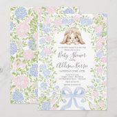 Grandmillennial Bunny Rabbit baby shower invite Kaart (Voorkant / Achterkant)