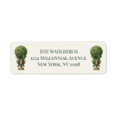 Grandmillennial Buxus Topiary Vakantieadres Etiket (Voorkant)