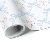 Grandmillennial Candy Cane Christmas Bows Cadeaupapier (Rol Hoek)