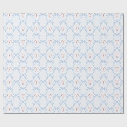Grandmillennial Candy Cane Christmas Bows Cadeaupapier (Vlak)