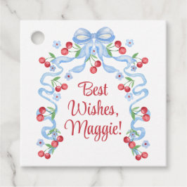 Grandmillennial Cherry Bows Waterverf Bedankjes Labels