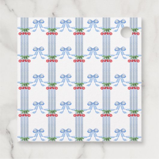 Grandmillennial Cherry Bows Waterverf Bedankjes Labels (Achterkant)