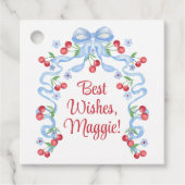 Grandmillennial Cherry Bows Waterverf Bedankjes Labels (Voorkant)