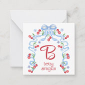 Grandmillennial Cherry Bows Waterverf Enclosure Notitiekaartje (Voorkant)