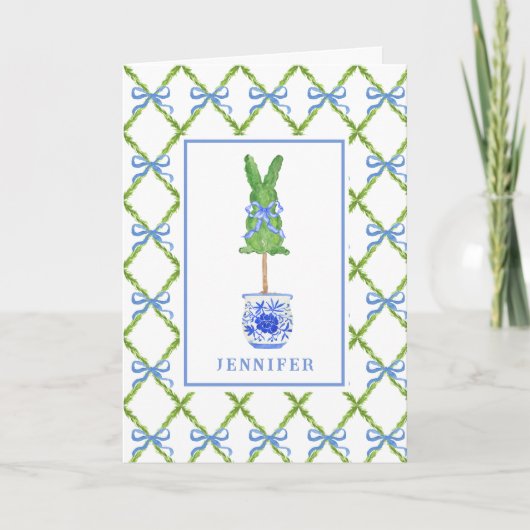 Grandmillennial Chinoiserie Bunny Topiary Blank Kaart (Voorkant)