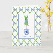 Grandmillennial Chinoiserie Bunny Topiary Blank Kaart (Gele Bloem)