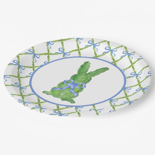 Grandmillennial Chinoiserie Bunny Topiary Paper PL Papieren Bordje (Gekanteld)