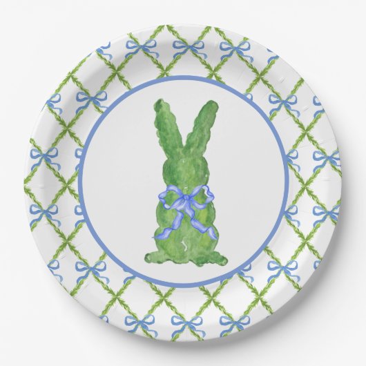 Grandmillennial Chinoiserie Bunny Topiary Paper PL Papieren Bordje (Voorkant)