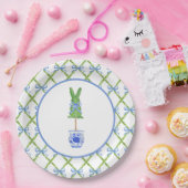 Grandmillennial Chinoiserie Bunny Topiary Papieren Bordje (Feest)