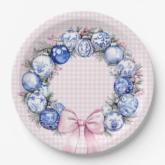Grandmillennial | Chinoiserie Christmas Wreath Papieren Bordje (Voorkant)