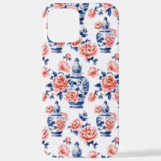 Grandmillennial Chinoiserie Gemberpot Roze Pioenro iPhone 12 Pro Max Hoesje
