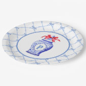 Grandmillennial Chinoiserie Ginger Jar Monogram Papieren Bordje (Gekanteld)