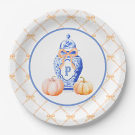 Grandmillennial Chinoiserie Ginger Jar Monogram Papieren Bordje