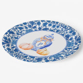 Grandmillennial Chinoiserie Ginger Jar Monogram Papieren Bordje (Gekanteld)