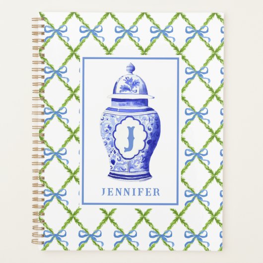 Grandmillennial Chinoiserie Ginger Jar | Monogram Planner (Voorkant)