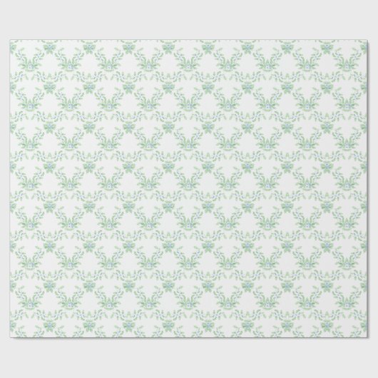 Grandmillennial Christmas Blue en Green Trellis Cadeaupapier (Vlak)
