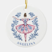 Grandmillennial Christmas Damask Ballerina Keramisch Ornament (Voorkant)