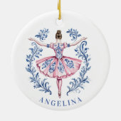Grandmillennial Christmas Damask Ballerina Keramisch Ornament (Achterkant)