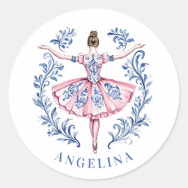 Grandmillennial Christmas Damask Ballerina Ronde Sticker