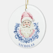 Grandmillennial Christmas Damask Santa Keramisch Ornament (Links)