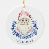 Grandmillennial Christmas Damask Santa Keramisch Ornament (Achterkant)