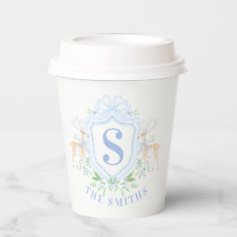 Grandmillennial Christmas Deer Crest Monogram Papieren Bekers