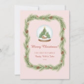 Grandmillennial Christmas Garland & Pinecone Feestdagenkaart (Voorkant)