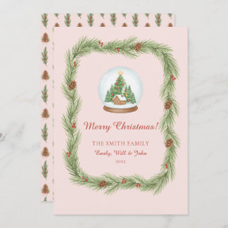 Grandmillennial Christmas Garland & Pinecone Feestdagenkaart