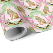 Grandmillennial Christmas Leopard Monogram Cadeaupapier (Rol Hoek)