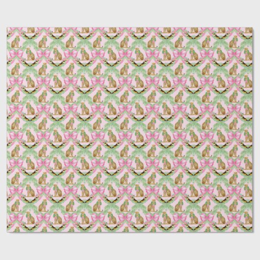 Grandmillennial Christmas Leopard Monogram Cadeaupapier (Vlak)