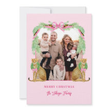 Grandmillennial Christmas Leopard Photo Card