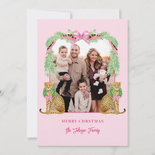 Grandmillennial Christmas Leopard Photo Card Kaart (Voorkant)