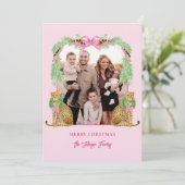 Grandmillennial Christmas Leopard Photo Card Kaart (Staand voorkant)
