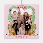 Grandmillennial Christmas Leopard Photo Keramisch Ornament (Achterkant)