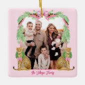 Grandmillennial Christmas Leopard Photo Keramisch Ornament (Voorkant)