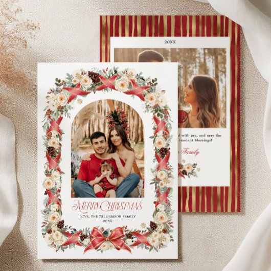 Grandmillennial Christmas Photo Card Kaart