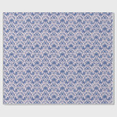 Grandmillennial Christmas Pink en Blue Damask Cadeaupapier (Vlak)