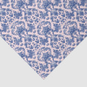 Grandmillennial Christmas Pink en Blue Damask Tissuepapier (Detail)