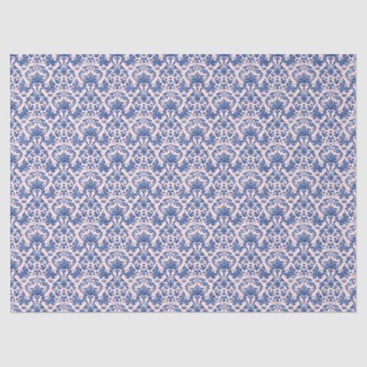 Grandmillennial Christmas Pink en Blue Damask Tissuepapier (Voorkant)
