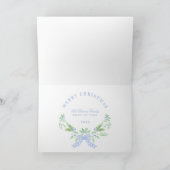 Grandmillennial Christmas Reindeer Crest Monogram Feestdagen Kaart (Binnen)