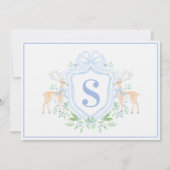 Grandmillennial Christmas Reindeer Crest Monogram Kaart (Voorkant)