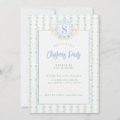 Grandmillennial Christmas Reindeer Crest Monogram Kaart (Voorkant)