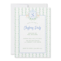 Grandmillennial Christmas Reindeer Crest Monogram