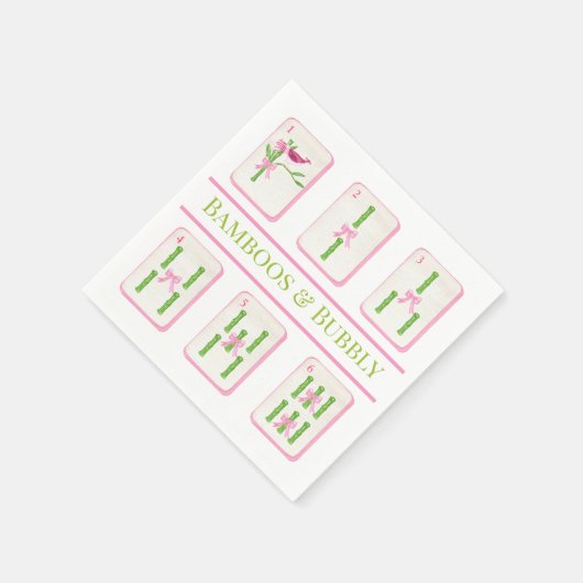 Grandmillennial Coquette Bamboes & Bubbly Mahjong Servet (Hoek)