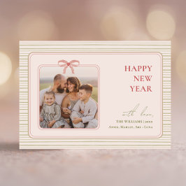 Grandmillennial Coquette Geluw Nieuwjaar Foto Feestdagenkaart