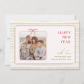 Grandmillennial Coquette Happy New Year Photo Feestdagenkaart (Voorkant)