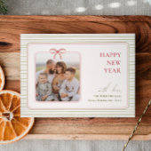 Grandmillennial Coquette Happy New Year Photo Feestdagenkaart