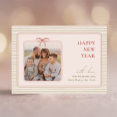 Grandmillennial Coquette Happy New Year Photo Feestdagenkaart