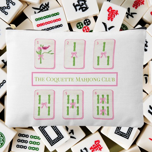 Grandmillennial Coquette Mahjong Club Bamboo Bows Etui